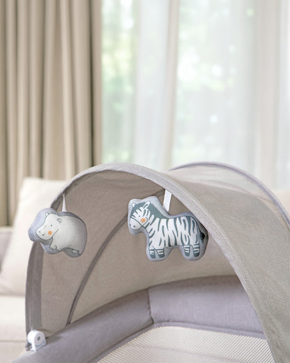 Mastela 3 in 1 Aura Deluxe Bassinet-5 Point Harness-12 Built In Melodies-For 0 to 36M (Upto 15 Kg)-Lite Grey