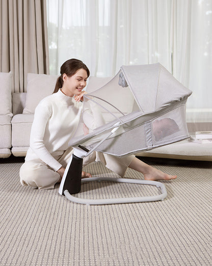 Mastela 3 in 1 Aura Deluxe Bassinet-5 Point Harness-12 Built In Melodies-For 0 to 36M (Upto 15 Kg)-Lite Grey