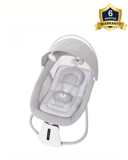 Mastela 3 in 1 Aura Deluxe Bassinet-5 Point Harness-12 Built In Melodies-For 0 to 36M (Upto 15 Kg)-Lite Grey
