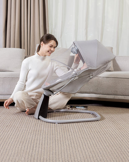 Mastela 3 in 1 Aura Deluxe Bassinet-5 Point Harness-12 Built In Melodies-For 0 to 36M (Upto 15 Kg)-Grey