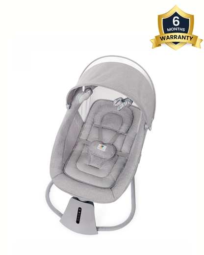Mastela 3 in 1 Aura Deluxe Bassinet-5 Point Harness-12 Built In Melodies-For 0 to 36M (Upto 15 Kg)-Grey