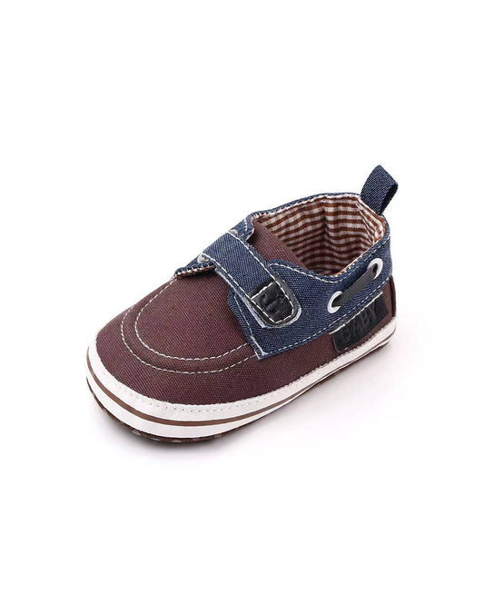 NINO BELLO Brown & Blue Velcro Shoes For Infants