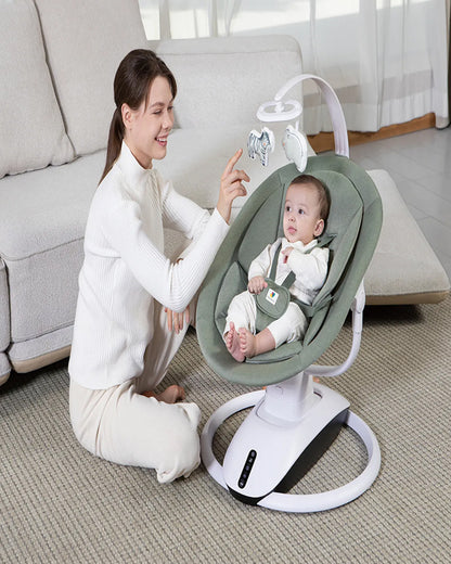 Mastela OrboDream 360 Degree Cradle-12 Built In Melodies-Breathable Mesh Sides-For 0 to 36M (Upto 9 Kg)-Green