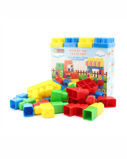 Sunta What Do You Like to Eat Building Blocks-38 Large Blocks with Round Edges-Boosts Creativity & Motor Skills-18M+