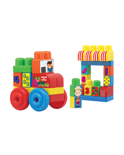 Sunta What Do You Like to Eat Building Blocks-38 Large Blocks with Round Edges-Boosts Creativity & Motor Skills-18M+