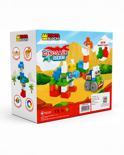 Sunta Dinosaur Building Blocks-58 Colorful Pieces-Promotes Creativity & Motor Skills-18M+