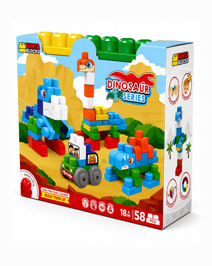 Sunta Dinosaur Building Blocks-58 Colorful Pieces-Promotes Creativity & Motor Skills-18M+