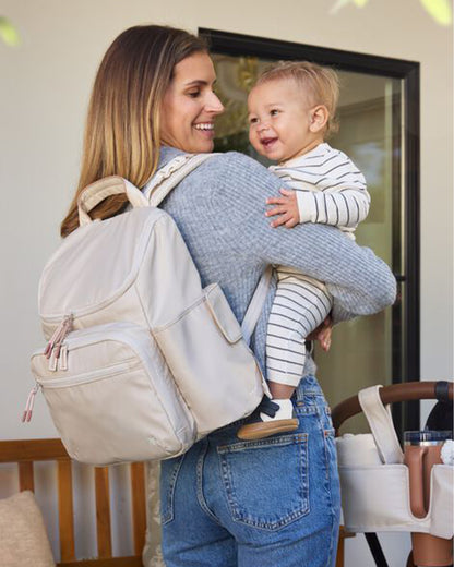Skip Hop Forma Next Diaper Bag-Backpack-With Changing Pad-9 Pockets-Oat