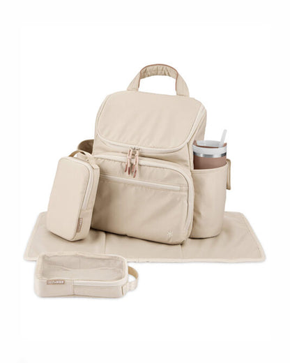 Skip Hop Forma Next Diaper Bag-Backpack-With Changing Pad-9 Pockets-Oat