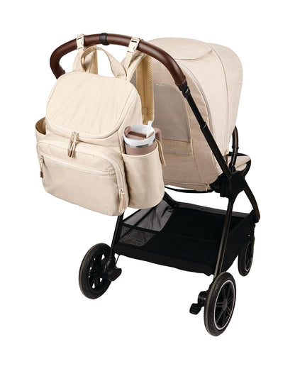 Skip Hop Forma Next Diaper Bag-Backpack-With Changing Pad-9 Pockets-Oat
