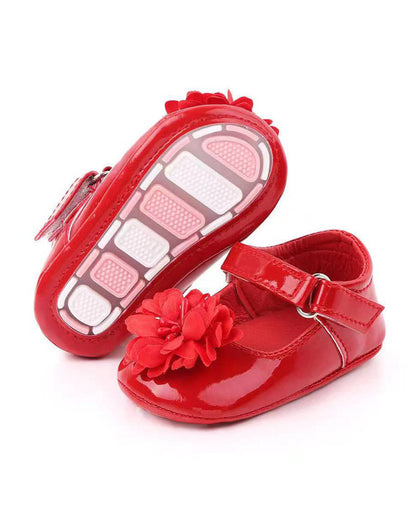 NINO BELLO Red Flower Velcro Bellies For Infants