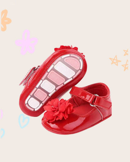 NINO BELLO Red Flower Velcro Bellies For Infants