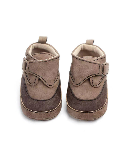 NINO BELLO Brown Shaded Velcro Shoes For Infants