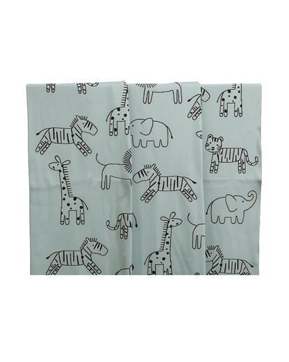Pomme Jungle Safari Knitted Ultra Soft Blanket-100% Cotton-Sage Mint-For Infants