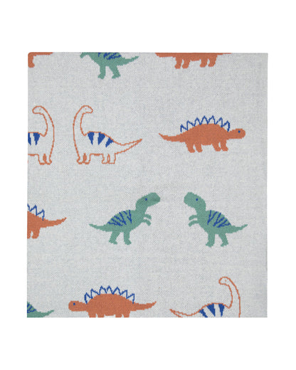 Pomme Dino Doodles Knitted Ultra Soft Blanket-100% Cotton-Ivory-For Infants