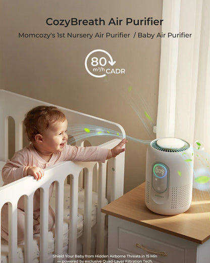 Momcozy Cozy Breath Baby Air Purifier with Real-Time Air Quality Monitoring & Quad-Layer Filtration System-Ultra-Quiet Operation & Smart Filter Replacement Reminder