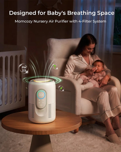 Momcozy Cozy Breath Baby Air Purifier with Real-Time Air Quality Monitoring & Quad-Layer Filtration System-Ultra-Quiet Operation & Smart Filter Replacement Reminder