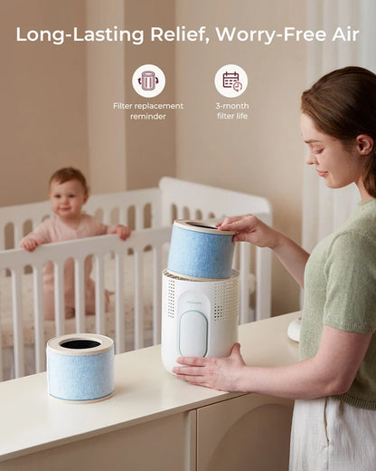 Momcozy Cozy Breath Baby Air Purifier with Real-Time Air Quality Monitoring & Quad-Layer Filtration System-Ultra-Quiet Operation & Smart Filter Replacement Reminder