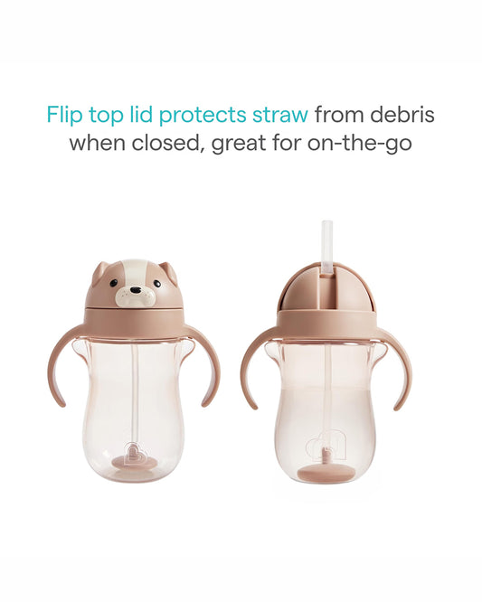 Munchkin Weighted Straw Cup-Patented Click Lock Lid-Weighted Straw & Spillproof-Dog-300ml-9M+