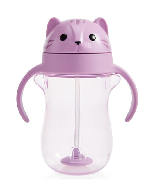 Munchkin Weighted Straw Cup-Patented Click Lock Lid-Weighted Straw & Spillproof-Cat-300ml-9M+
