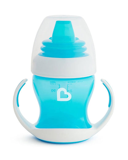 Munchkin Gentle Transition Cup-with Soft Silicone Spout & Removable Handles-Spillproof-Blue-120ml-4M+