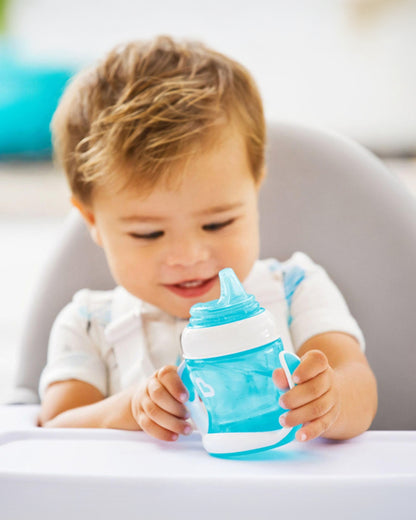 Munchkin Gentle Transition Cup-with Soft Silicone Spout & Removable Handles-Spillproof-Blue-120ml-4M+