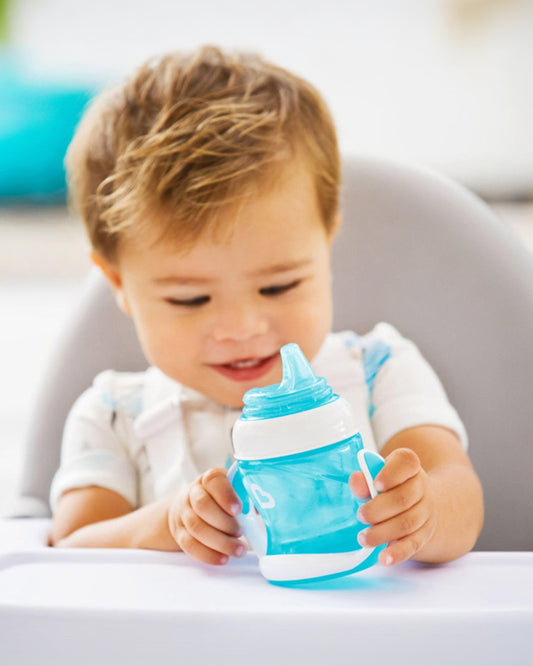 Munchkin Gentle Transition Cup-with Soft Silicone Spout & Removable Handles-Spillproof-Blue-120ml-4M+