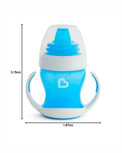 Munchkin Gentle Transition Cup-with Soft Silicone Spout & Removable Handles-Spillproof-Blue-120ml-4M+