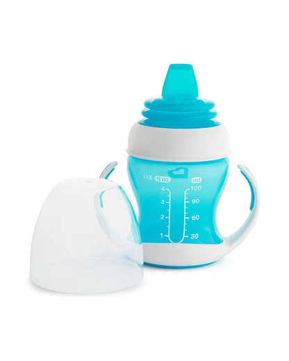 Munchkin Gentle Transition Cup-with Soft Silicone Spout & Removable Handles-Spillproof-Blue-120ml-4M+