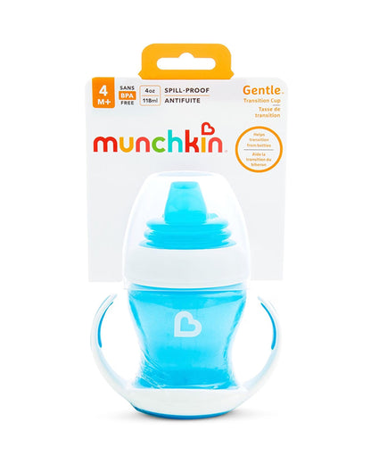 Munchkin Gentle Transition Cup-with Soft Silicone Spout & Removable Handles-Spillproof-Blue-120ml-4M+