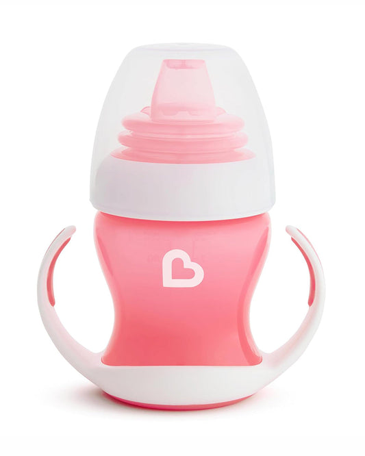 Munchkin Gentle Transition Cup-with Soft Silicone Spout & Removable Handles-Spillproof-Pink-120ml-4M+