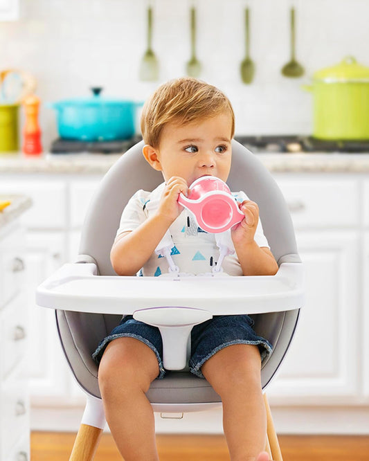 Munchkin Gentle Transition Cup-with Soft Silicone Spout & Removable Handles-Spillproof-Pink-120ml-4M+