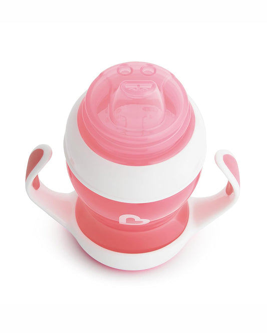 Munchkin Gentle Transition Cup-with Soft Silicone Spout & Removable Handles-Spillproof-Pink-120ml-4M+