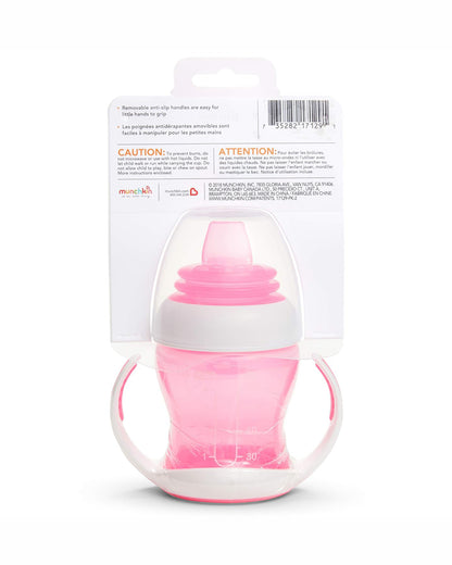Munchkin Gentle Transition Cup-with Soft Silicone Spout & Removable Handles-Spillproof-Pink-120ml-4M+