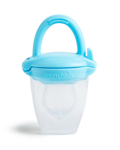 Munchkin Silicone Baby Food Feeder-Self-Feeding Pouch for Purees & Mashed Foods-BPA-Free-Blue-4M+
