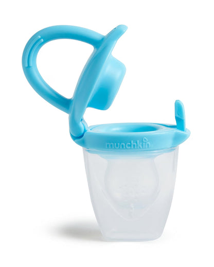 Munchkin Silicone Baby Food Feeder-Self-Feeding Pouch for Purees & Mashed Foods-BPA-Free-Blue-4M+
