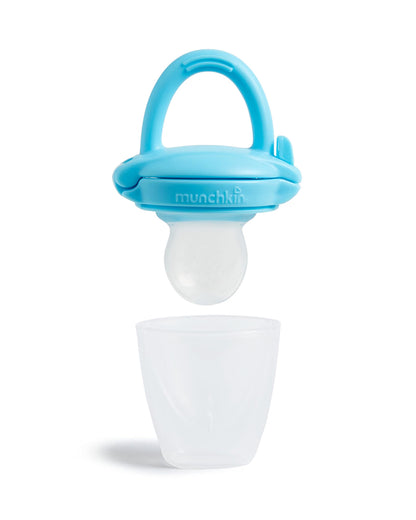 Munchkin Silicone Baby Food Feeder-Self-Feeding Pouch for Purees & Mashed Foods-BPA-Free-Blue-4M+