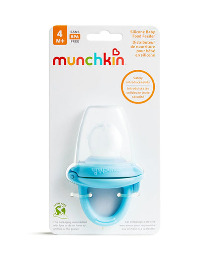 Munchkin Silicone Baby Food Feeder-Self-Feeding Pouch for Purees & Mashed Foods-BPA-Free-Blue-4M+