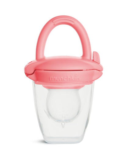 Munchkin Silicone Baby Food Feeder-Self-Feeding Pouch for Purees & Mashed Foods-BPA-Free-Pink-4M+