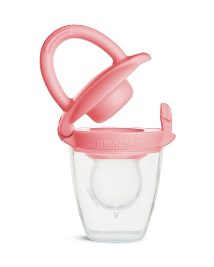 Munchkin Silicone Baby Food Feeder-Self-Feeding Pouch for Purees & Mashed Foods-BPA-Free-Pink-4M+