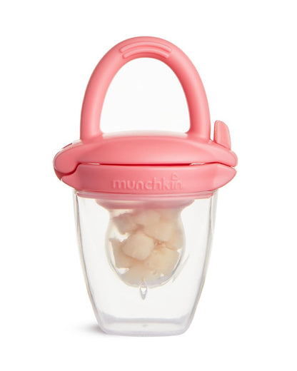 Munchkin Silicone Baby Food Feeder-Self-Feeding Pouch for Purees & Mashed Foods-BPA-Free-Pink-4M+