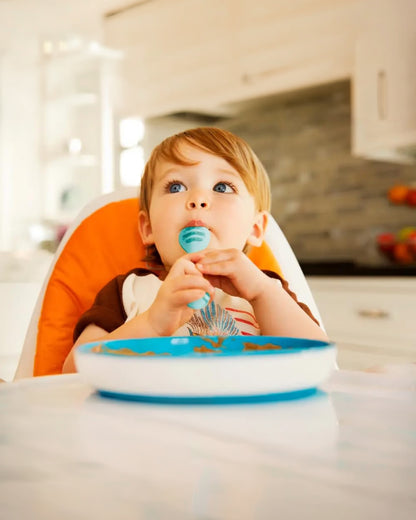 Munchkin Gentle Dip Multistage Spoon Set-Ergonomic Handles for Easy Grip-BPA-Free-Blue & Green-Pack of 3-4M+