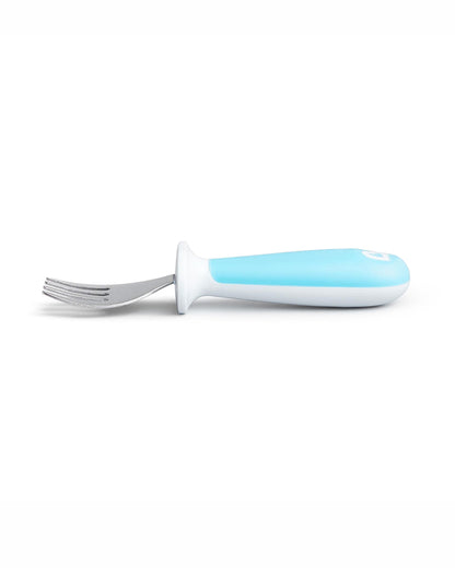 Munchkin Raise Toddler Fork & Spoon Set-Ergonomic Handles for Easy Grip-BPA-Free-Blue-12M+