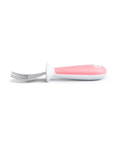 Munchkin Raise Toddler Fork & Spoon Set-Ergonomic Handles for Easy Grip-BPA-Free-Pink-12M+
