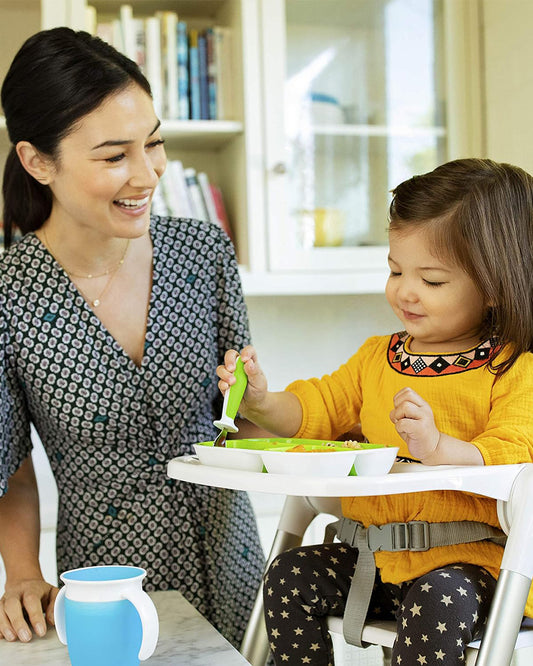 Munchkin Raise Toddler Fork & Spoon Set-Ergonomic Handles for Easy Grip-BPA-Free-Green-12M+