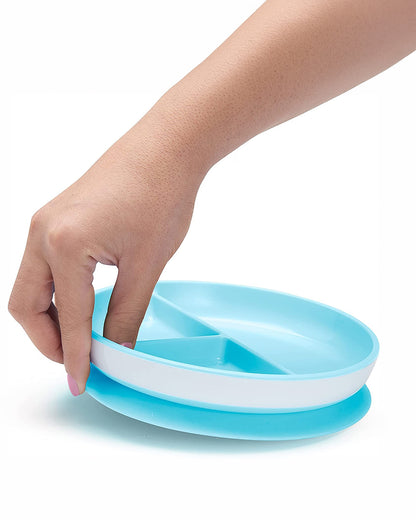Munchkin Stay Put Suction Plate-Strong Suction Base with Deep Sides-BPA-Free-Blue-6M+