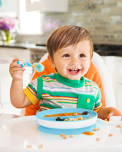Munchkin Stay Put Suction Plate-Strong Suction Base with Deep Sides-BPA-Free-Blue-6M+