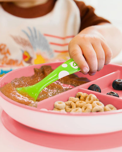 Munchkin Stay Put Suction Plate-Strong Suction Base with Deep Sides-BPA-Free-Pink-6M+