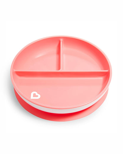 Munchkin Stay Put Suction Plate-Strong Suction Base with Deep Sides-BPA-Free-Pink-6M+