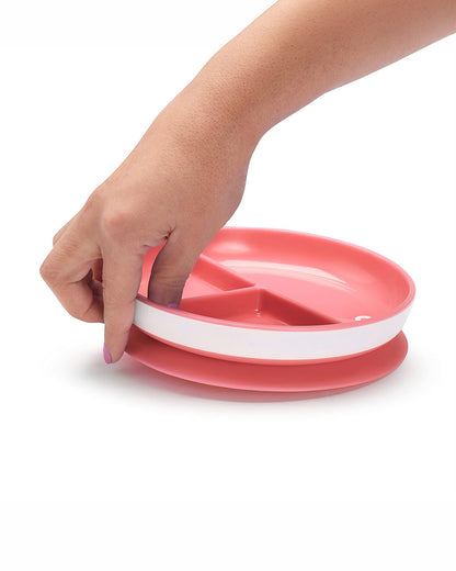 Munchkin Stay Put Suction Plate-Strong Suction Base with Deep Sides-BPA-Free-Pink-6M+